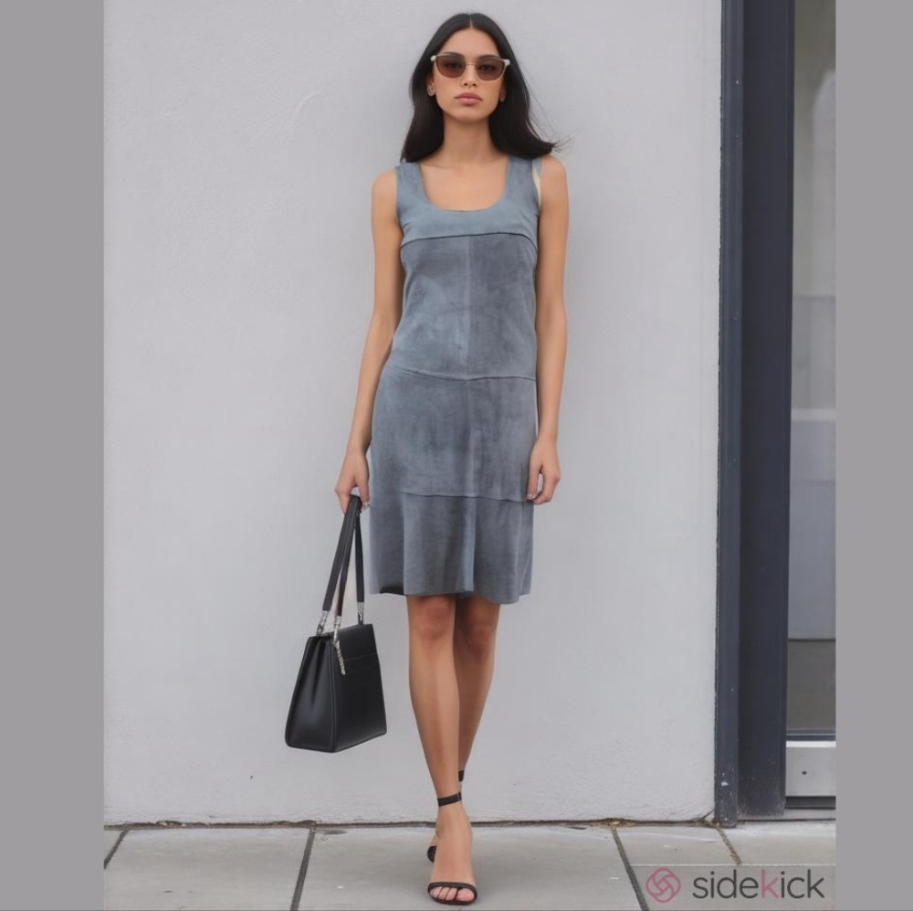 Armani Goat Suede Sleeveless Mini Dress in Grey size 2 / 40 IT